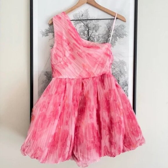 NWT Anthropologie Hutch One Shoulder Floral Tulle Pink Puffer Watercolor Romper - Picture 11 of 13